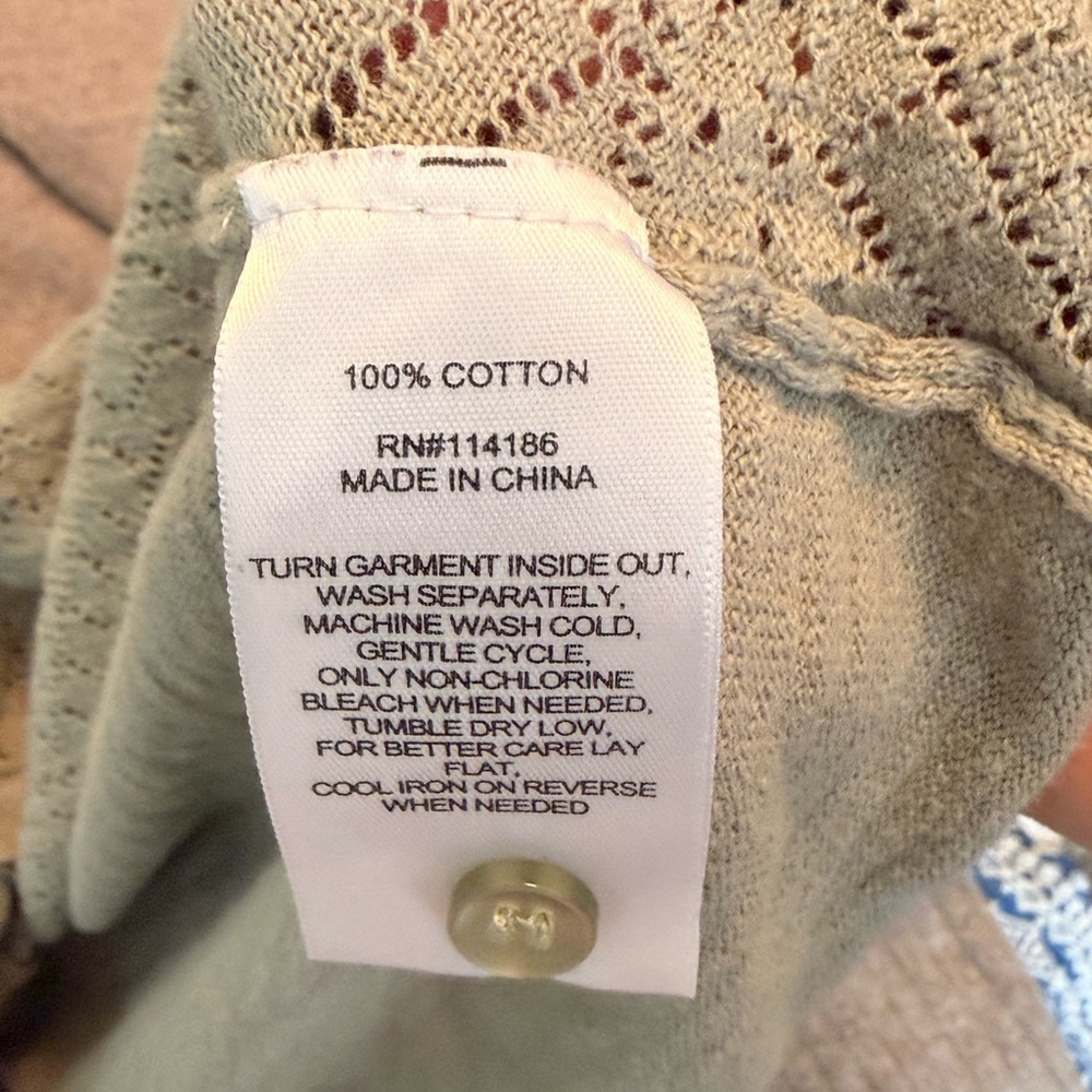 Frye 100% Cotton Open Knit V-Neck Sweater XXL - Picture 4 of 8